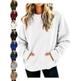 thumbnail image 1 of Oversized Crewneck Sweatshirt for Women Pullover Long Sleeve Kangaroo Pocket Basic Casual Fall Winter Everyday Top, 1 of 7