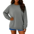 thumbnail image 1 of Oversized Crewneck Sweatshirts Women Casual Long Sleeve Tops Fall Cute Pullover Sweatshirts No Hood Sweat Shirts Light Gray 2XL, 1 of 3