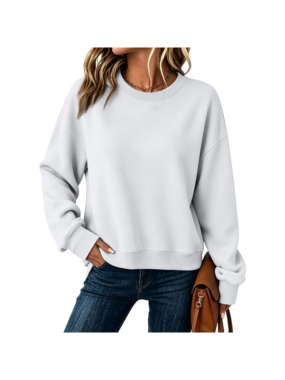 Oversized Crewneck Sweatshirts for Women Warm Comfy Fleece Cute Sweatshirts | No Hood Scoop Neck, Over Sized Loose Fitted, Lightweight Soft Cozy, Teens Juniors Boyfriend,M