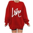 thumbnail image 1 of Oversized Crewneck Womens Sweatshirts, Fashion Love Letter Print Loose Valentines Day Gift Dropped Pullover Sweater (XX-Large, Red), 1 of 4