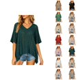 thumbnail image 1 of Oversized Crochet Crop Tops for Women Summer Tank Tops Hollow Out Beach Cover Ups V Neck 3/4 Sleeve Pullover Sweater Shirts, 1 of 4