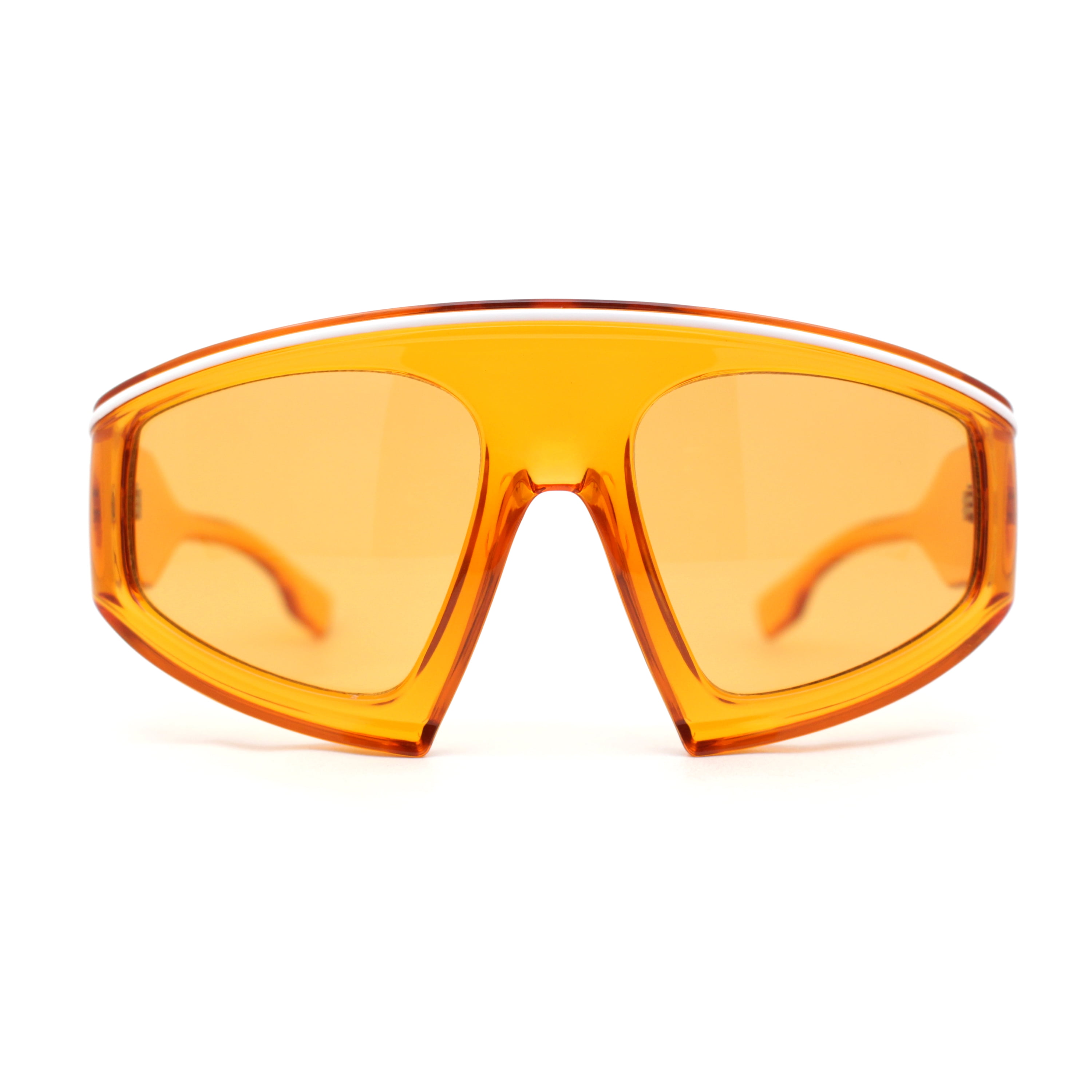 Oversized Curved Top Racer Thick Plastic Sunglasses Orange