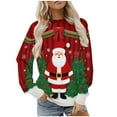 thumbnail image 1 of Oversized Cute Christmas Sweatshirt for Women Fleece Lined Pullover with Santa or Xmas Print Long Sleeve Crewneck Knit Holiday Top Novelty Funny Festive Sweater for Cozy Seasonal Wear, 1 of 9