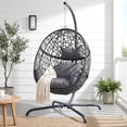 thumbnail image 1 of RADIATA Hanging Egg Chair with Stand, Outdoor Indoor Wicker Swing Chair, 350Lbs Nest Chair with Cushions, All-Weather Patio Hammock Seat for Porch Balcony Garden, Dark Gray, 1 of 8