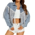 thumbnail image 1 of Oversized Denim Jacket For Women Jean Jacket Blue M, 1 of 5