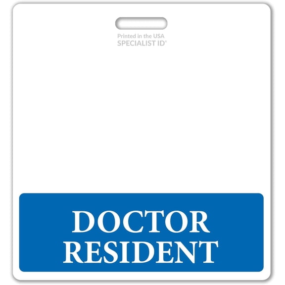 Oversized Doctor Resident Badge Buddy Horizontal - XL Badge Buddies I'D Backer Card for Dr Residents - 3 3/8 X 4 1/8 - Wear with I’D Badge Holder - USA Printed by Specialist ID (Blue)