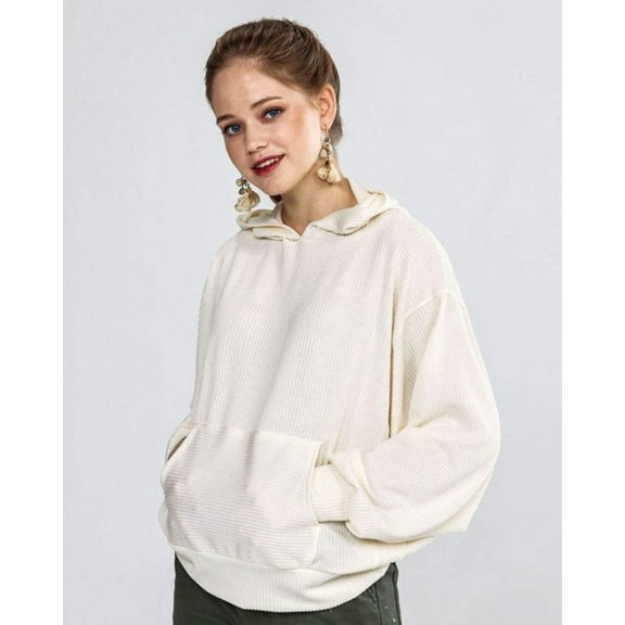 Oversized Dolman Sleeve Ribbed Hoodie Top