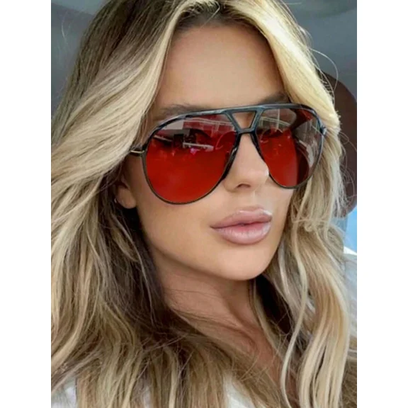 Oversized Double-Bridge Full-Frame Fashion Eyeglasses for Women