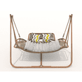 thumbnail image 1 of Oversized Double Hammock Swing Chair with Sturdy Alloy Frame & Woven Rattan, Thick Cushion & Silent Swinging Ropes, for Garden, Balcony, or Indoor Spaces - Brown, 1 of 9