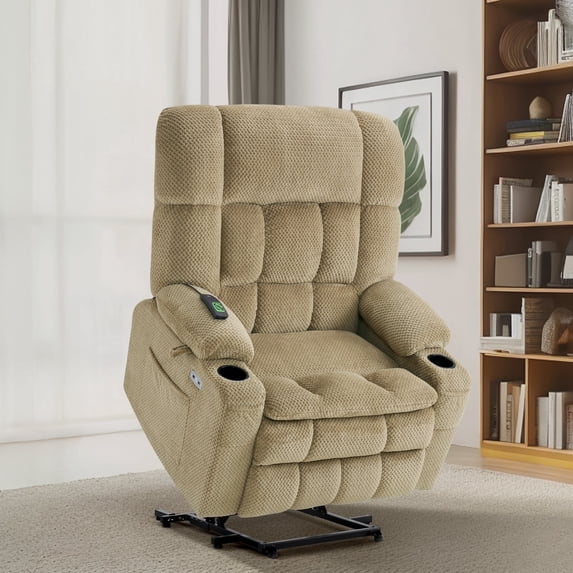 MCombo Oversized 27.2" Seat Width Dual Motor Power Recliner Lift Chair with Vibration and Heat for Height 5'7"-6'2", Infinite Position
