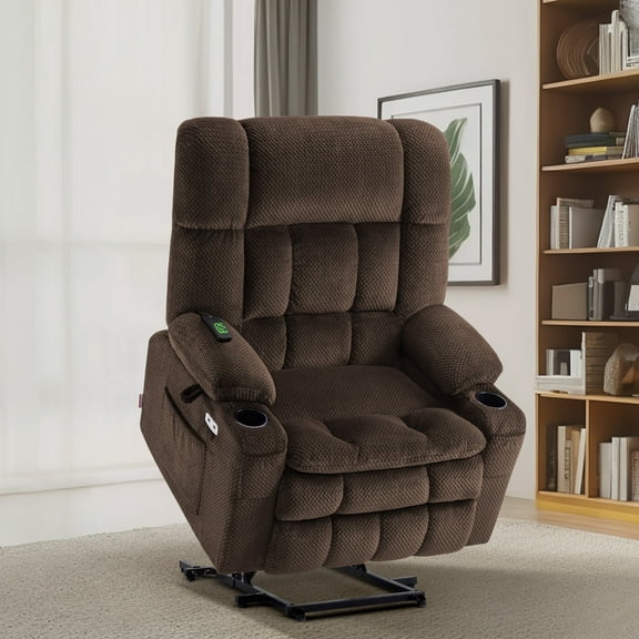 Oversized 27.2" Seat Width Dual Motor Power Recliner Lift Chair with Vibration and Heat for Height 5'7"-6'2", Infinite Position