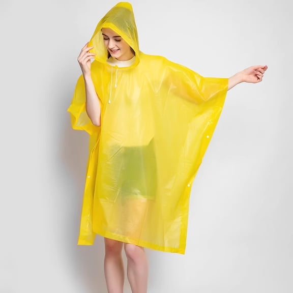 Oversized EVA Rain Poncho, 43.3 x 51.2 in Thickened Reusable Hooded Raincoat for Men and Women