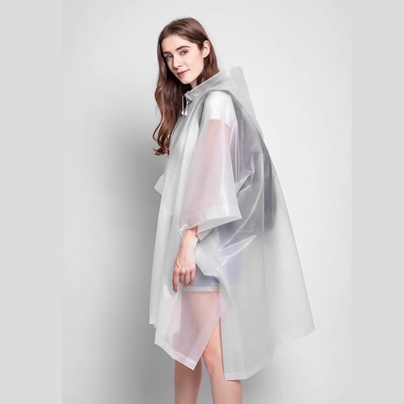 Oversized EVA Rain Poncho, 43.3 x 51.2 in Thickened Reusable Hooded Raincoat for Men and Women