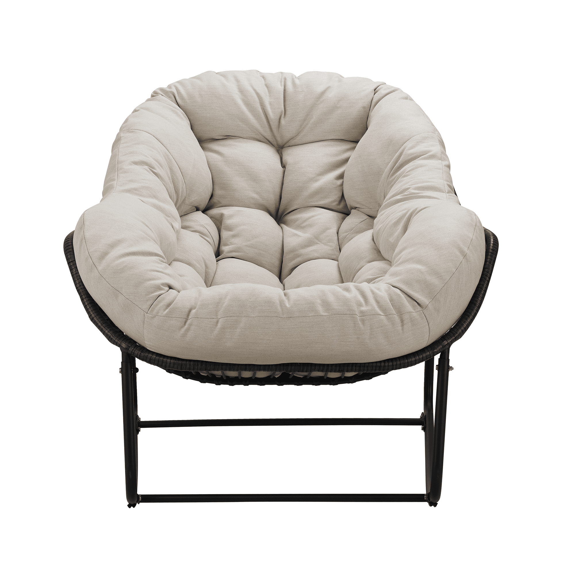 Oversized Egg Rocking Chair with Thick Padded Cushion - Hand-Woven PE Rattan & Steel Frame for Indoor/Outdoor Relaxation