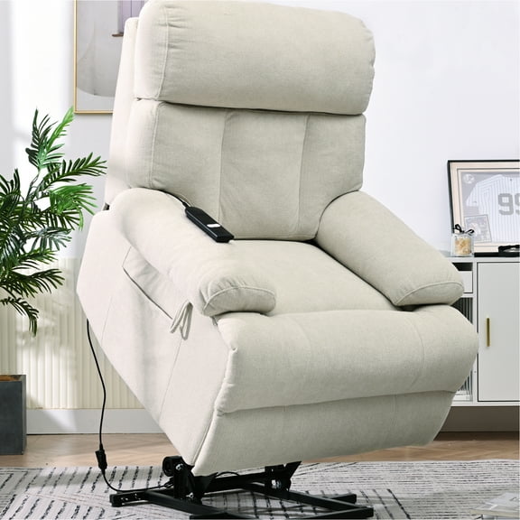 Oversized Elderly Recliner Chair Electric - Gray, Spacious , Remote Preferred Gray Upholstery, Side Pocket