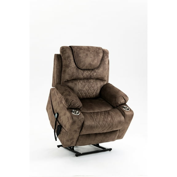 Oversized Electric Chair With Massaging Feature And User- Controls 180 Degree Reclining Lift System Soft Velvet Covering