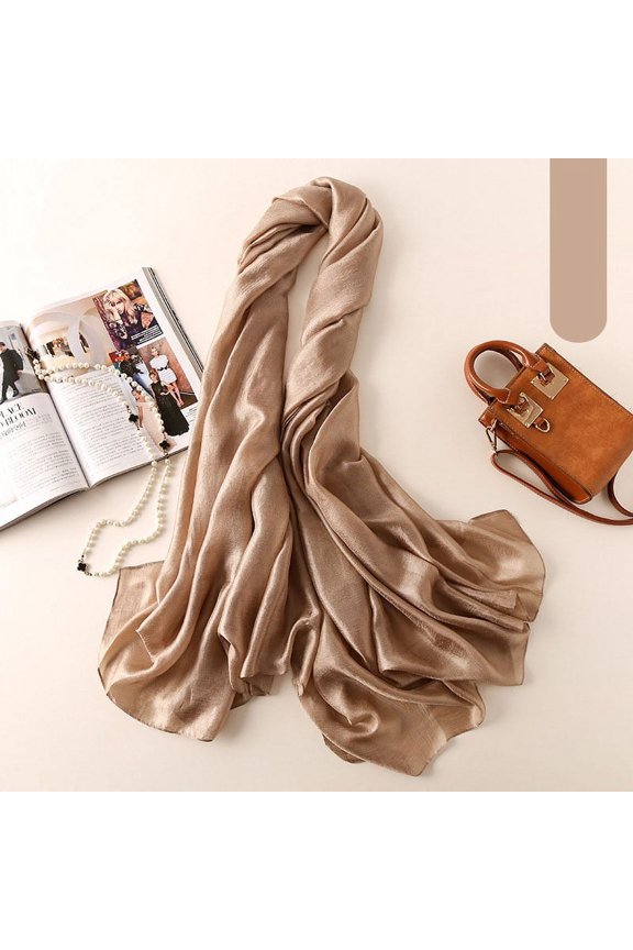 Oversized Elegant Satin Scarf Solid Color Shawl Summer Outdoor Sunscreen Wrap Elegant Windproof Travel Beach Towel Bikini Cover Up