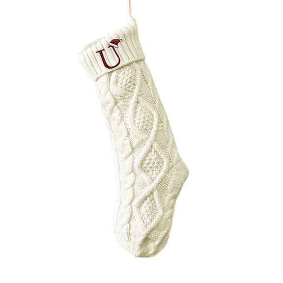 Oversized Embroidered Christmas Stocking Knit Fabric Sturdy Materials Holiday Gift Pouches For Fireplaces Decors