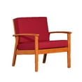 thumbnail image 1 of Oversized Eucalyptus Accent Chair, Outdoor Deep Seat Armchair, Natural Oil Finish, Burgundy Cushions, 1 of 3