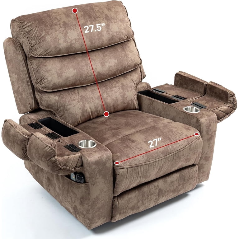 Big And Tall Power Lift Recliner Chair With Heat & Massage - Oversized Electric Recliner For Up To 400 Lbs, Cream Chenille