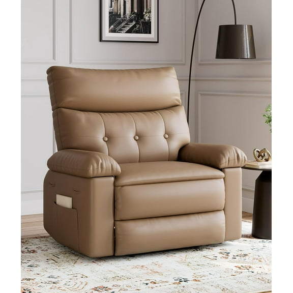 Oversized Extra Wide Recliner Chair - Faux PU Leather Large Manual Recliner for Adults, Exceptional Comfort Lazy Chair with 1.5X Sponge Filling and Easy Recline Mechanism for Relaxation