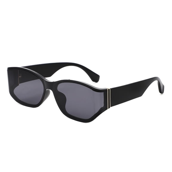 Oversized Face-Covering Sunglasses with Gold Accent Strip, Bold Black Frame UV400 Protection Polarized Lenses, Trendy Fashion Shades for Women Statement Look