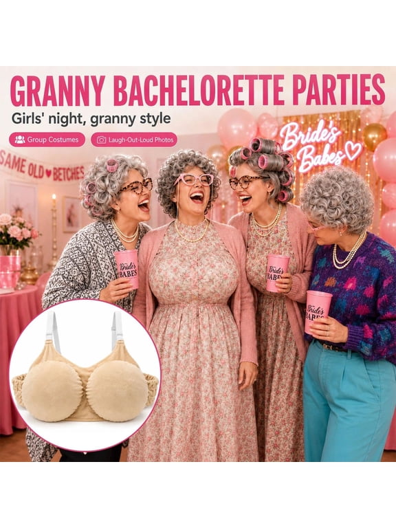 Oversized Fake Chest Bra for Old Lady Costume,8.5 Inch Padded Cups with 4 Inch Thickness Plump Rounded Shape,Adjustable Straps Funny Granny Costume Prop for Halloween Parties Light Yellow