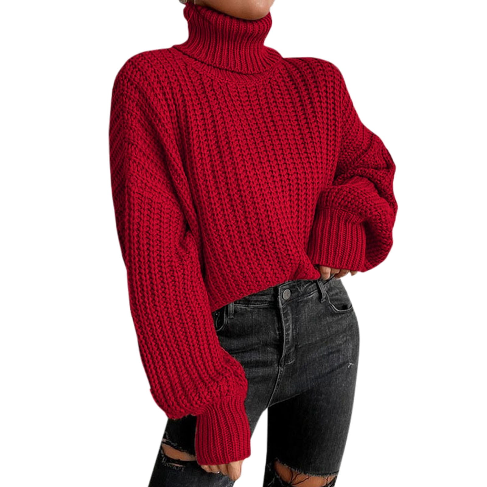 Plus size red 2025 turtleneck sweater