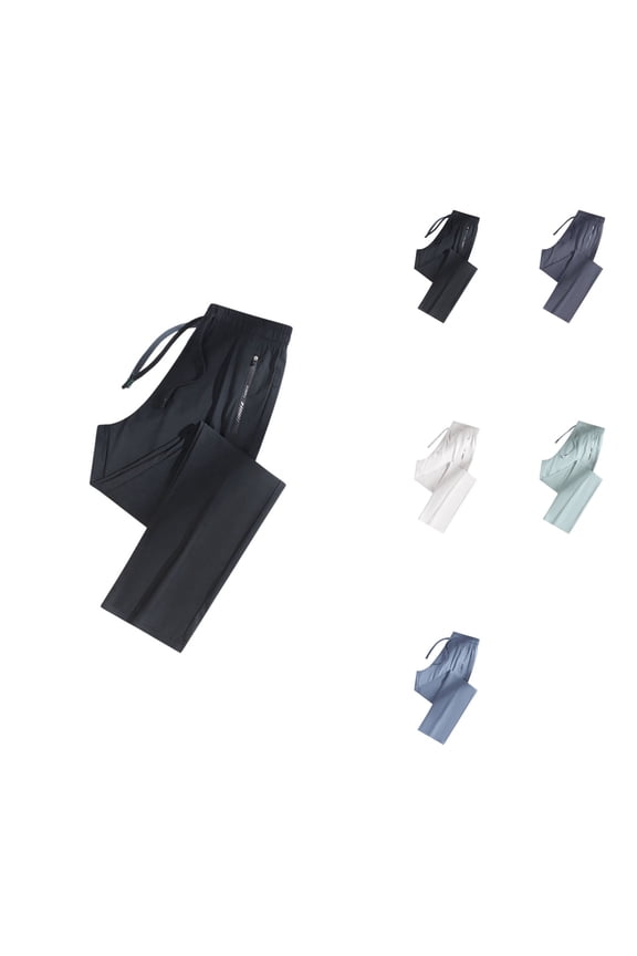 Oversized Fashionable Elastic Loose Pants, Airflexion Pull On Ice Silk Comfort, Stretch, Casual Straight Leg, Men's Everyday Jogging Sports Pants
