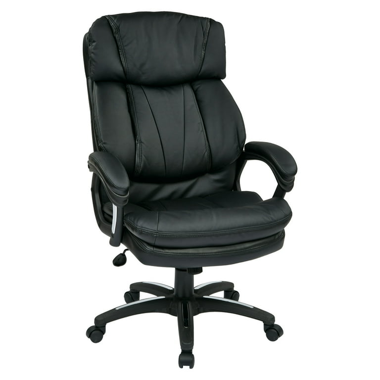 Free Shipping! Oversized Faux Black Leather Executive Chair with