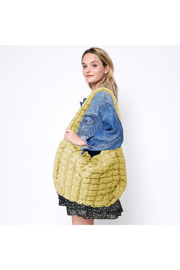Oversized Faux Leather Quilted Puffer Shoulder / Crossbody Bag Cloud Bag