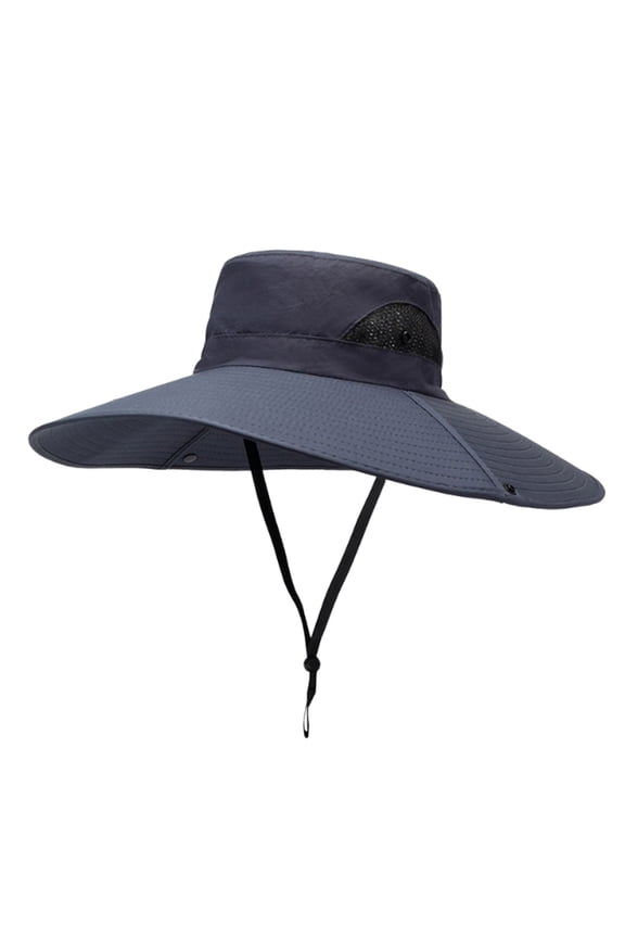 Oversized Fisherman Sun Hat - Windproof Rope Design, Solid Color Mountaineering Cap for Men, Summer Sun Protection & Shading - JASKFLY