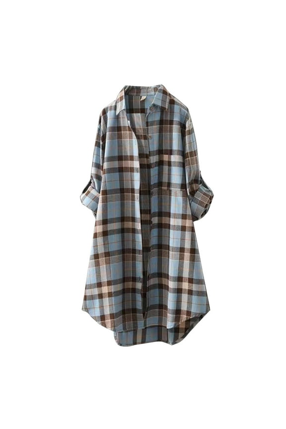Oversized Flannel Shirt for Women Long Sleeve Plaid Shirt Jacket Loose Fit Casual Top Lumberjack Shirt Open Front Plaid Shirt Women's Hiking Shirt Flannel Oversized Plaid Shirt Women(L)