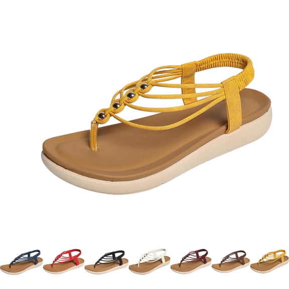 Lenago Sandals Women Oversized Flat Bottomed Sandals Woven Rope Construction Decoration Beach Shoe Cover Toe Sandals Sandals for Women