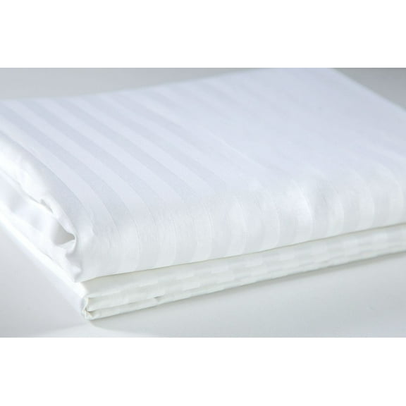 Oversized Flat Sheets Egyptian Cotton Sheets - 400 Thread Count 1pc White Striped Over Size Flat Sheet only 132 inch by 110 inch