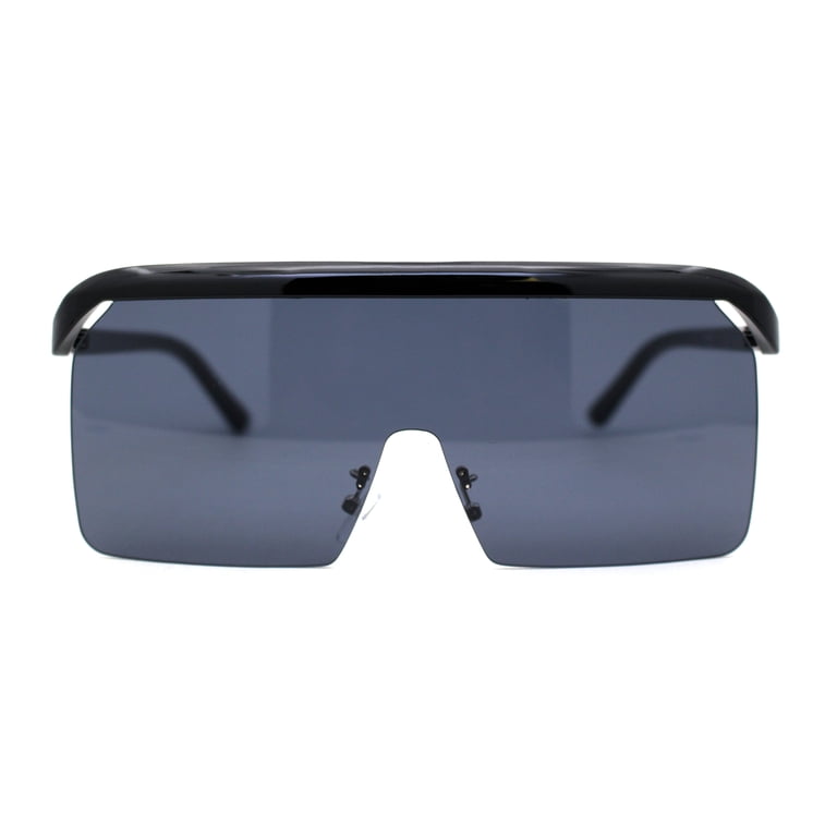 Oversized Flat Top Half Rim Mono Shield Minimalist  display picture 3