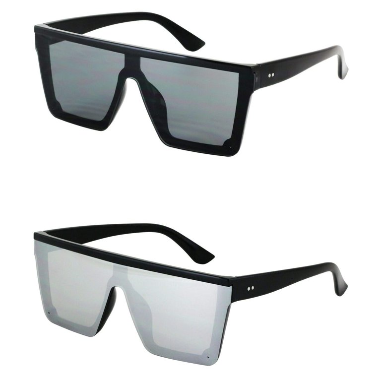 Oversized Flat Top Retro Square Aviator Frame Mirror Lens  display picture 1