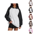 thumbnail image 1 of Oversized Hoodies for Women 2025 Fall Winter Long Sleeve Color Block Hooded Sweatshirt with Pockets Pullover Tops, 1 of 7