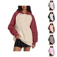 thumbnail image 1 of Oversized Hoodies for Women 2025 Fall Winter Long Sleeve Color Block Hooded Sweatshirt with Pockets Pullover Tops, 1 of 7
