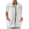 thumbnail image 1 of Oversized Fleece Vest Womens Lightweight Fuzzy Sherpa Jacket Vests Sleeveless Soft Fall Winter Zip-Up Coat White, L, 1 of 6
