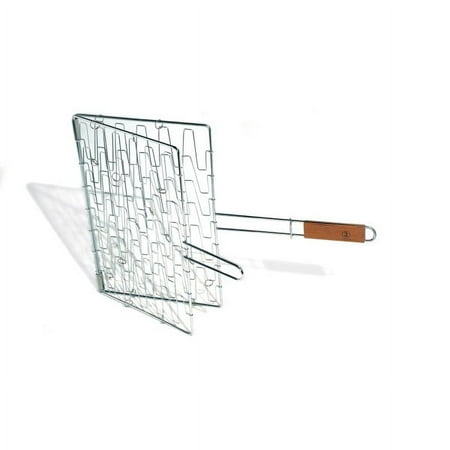Oversized Flexible Grill Basket With Rosewood Handle