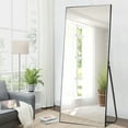 thumbnail image 1 of Oversized Floor Mirror Full Length Mirror with Stand Large Wall Mounted Mirror Aluminum Alloy Frame (Black, 71" x 32"), 1 of 7