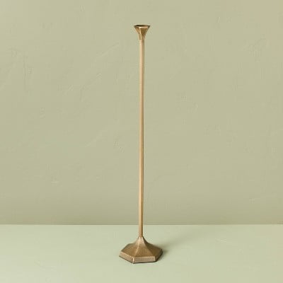Oversized Floor Taper Candlestick Brass