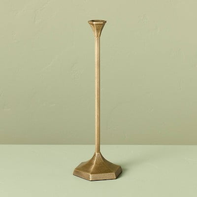 Oversized Floor Taper Candlestick Brass