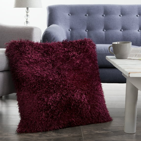 Oversized Floor or Throw Pillow Square Luxury Plush? Shag Faux Fur Glam Décor Cushion by Somerset Home (Beige)