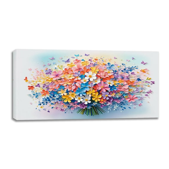 Oversized Floral Paintings, Large Canvas Wall Art for Living Room Bedroom Decor, Abstract Landscape Artwork Nature Flower Pictures Prints for Office Home 48x24"