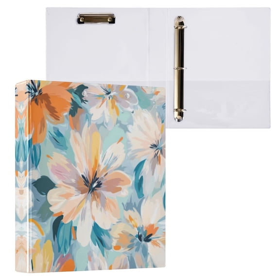 Oversized Flowers Pattern 3 Ring Hardcover Binders 1.5in Round Rings for Letter-Size Folder Paper Organizer Pockets for Office Student Recipe