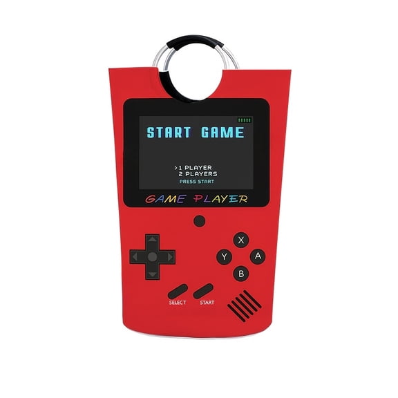 Oversized Foldable Laundry Basket with Gamepad Pattern & Padded Handle - Round Storage Hamper, Durable Clothes Suitable for Room, Bathroom, Bedroom - Portable Holiday Gift (90, Laundry Baskets