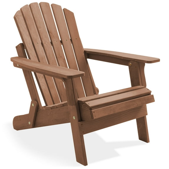 Oversized Folding Adirondack Chair, Cedar Wood Outdoor Fire Pit Lounge Chairs for Patio, Deck, Lawn, Garden, Partially Pre-Assembled - Espresso
