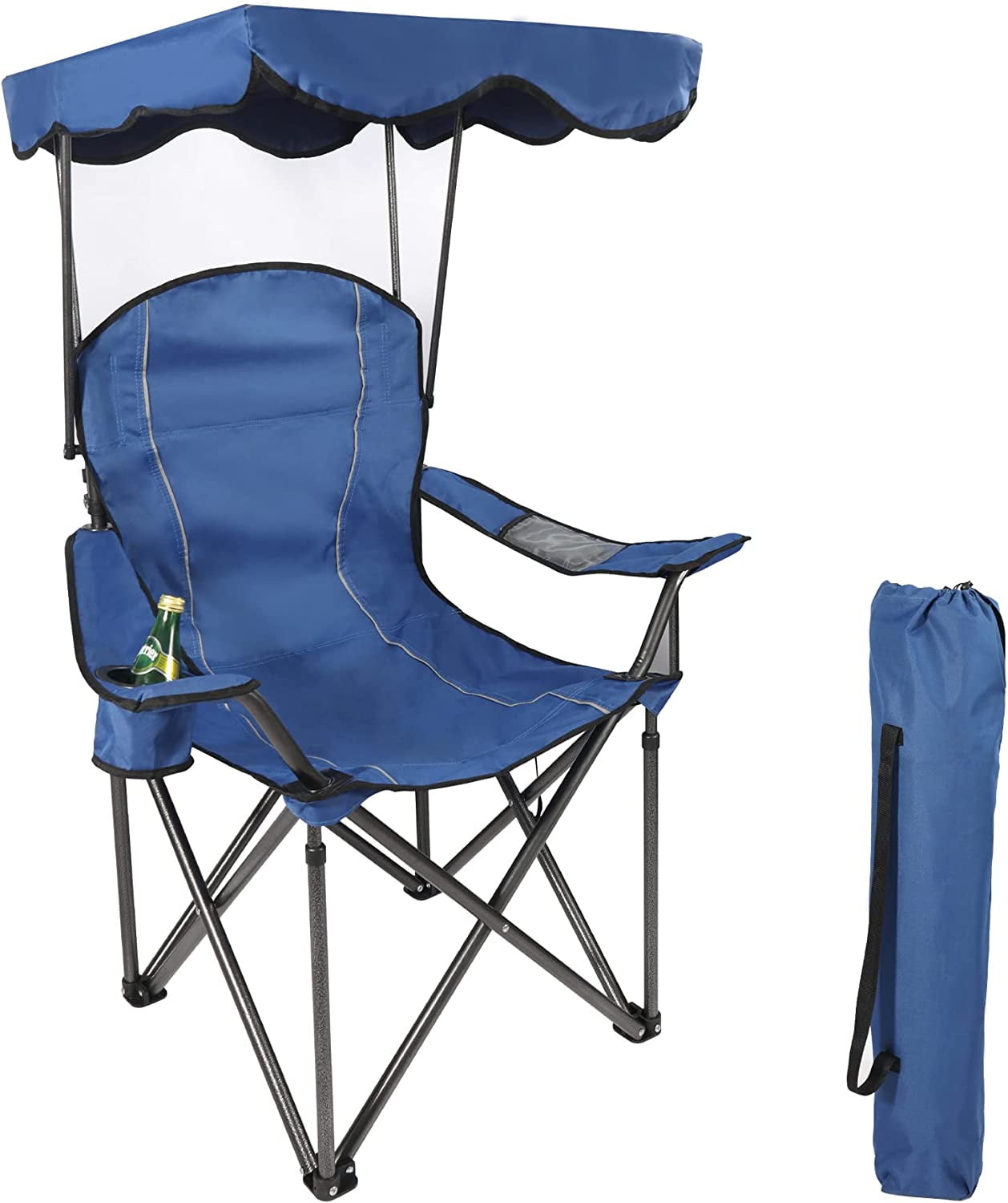 Oversized Folding Camping Chairs with Canopy Shade for Adults Heavy Duty Portable Lawn Chairs with Umbrella for Concerts Sports Events Outdoor Fishing Blue Walmart